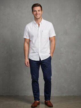 Ben Sherman White Short Sleeve Oxford Shirt – Classic Mod Button-Down